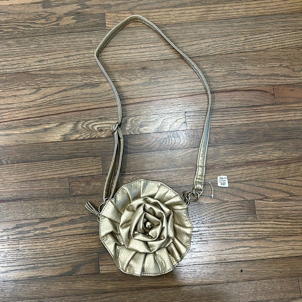 Gold rosette cross body bag